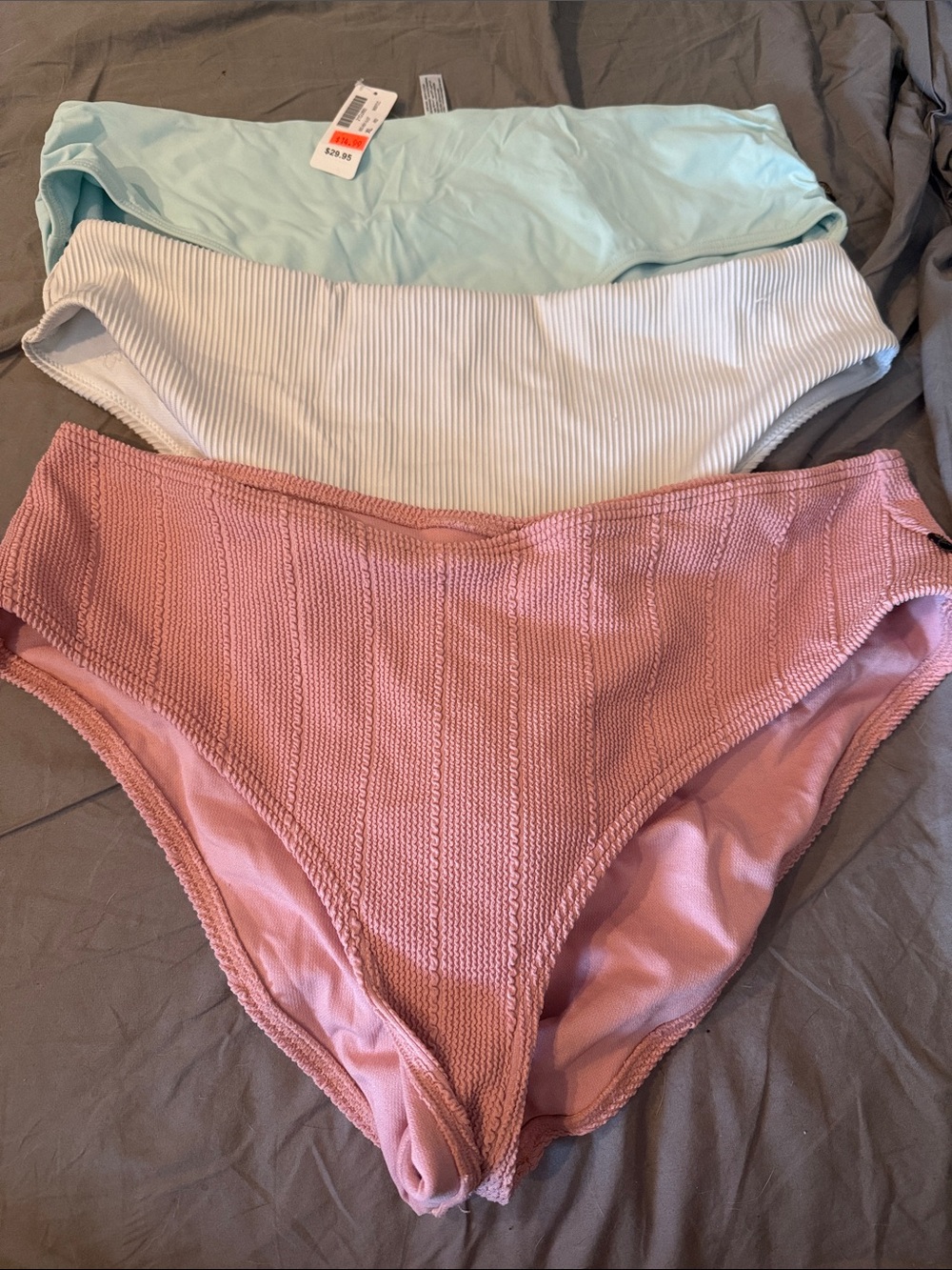Women’s Bikini Bottoms - Pink, White, Light Blue